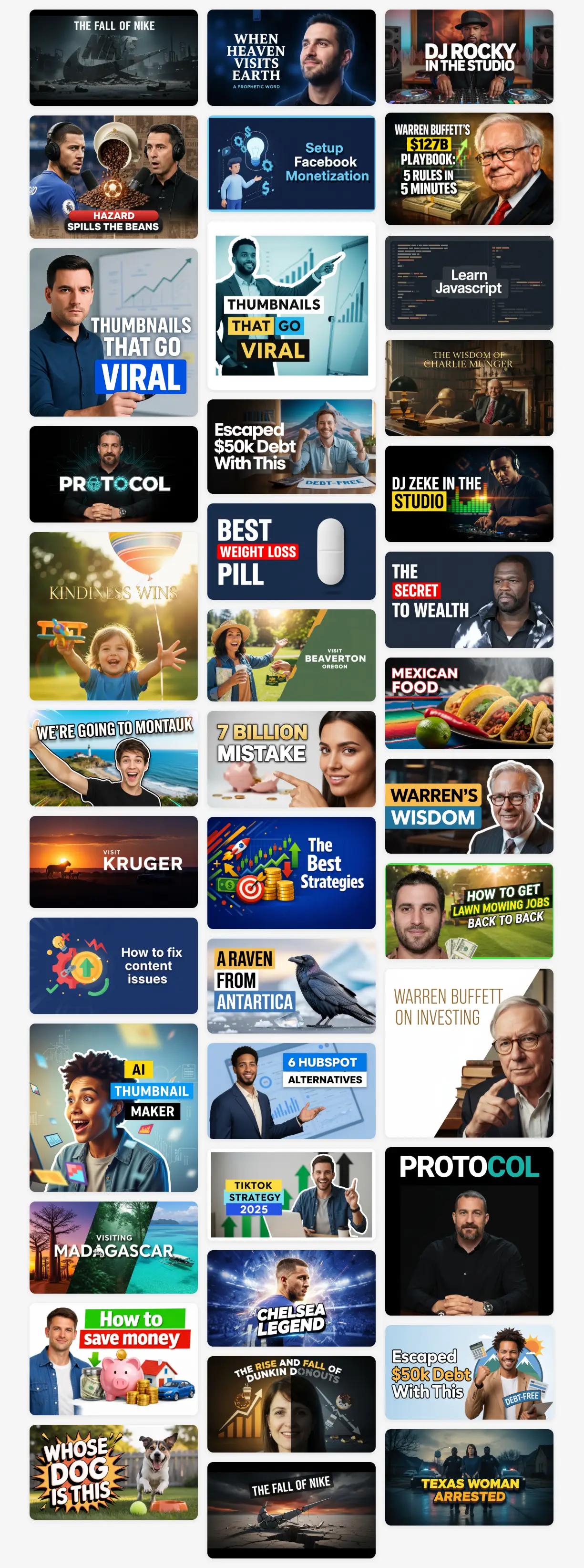 AI Generated Thumbnails Showcase