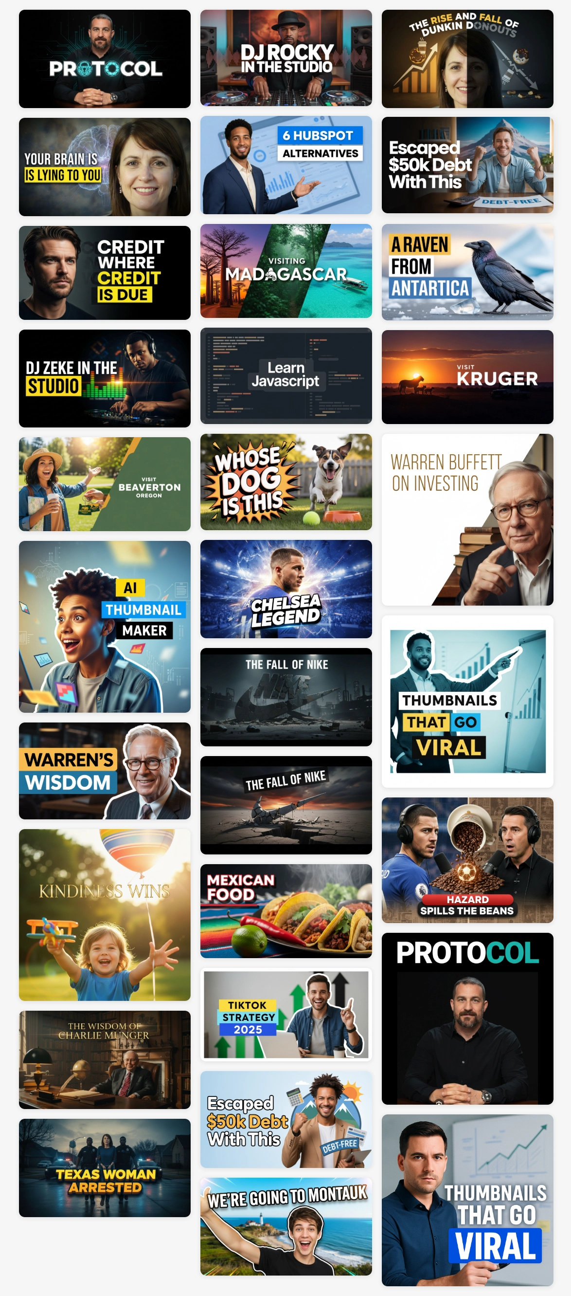 AI Generated Thumbnails Showcase